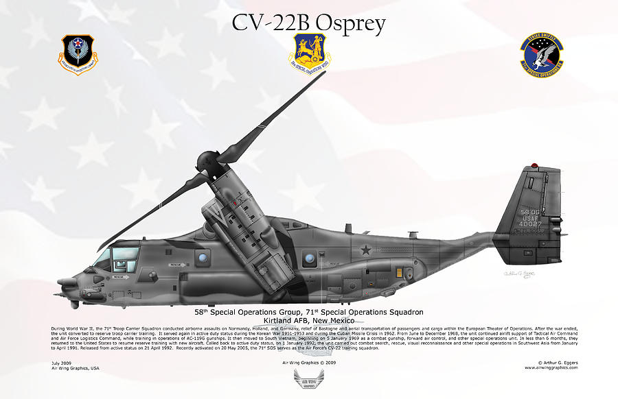 Bell Boeing CV-22B Osprey FLAG BACKGROUND Digital Art by Arthur Eggers