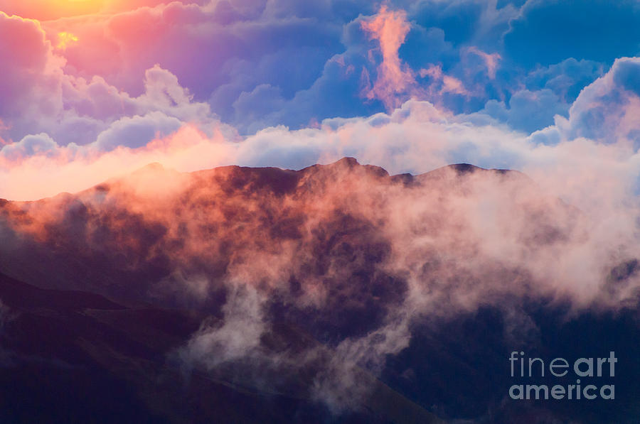 Clouds at sunrise over Haleakala Crater Maui Hawaii USA #9 Photograph by Don Landwehrle