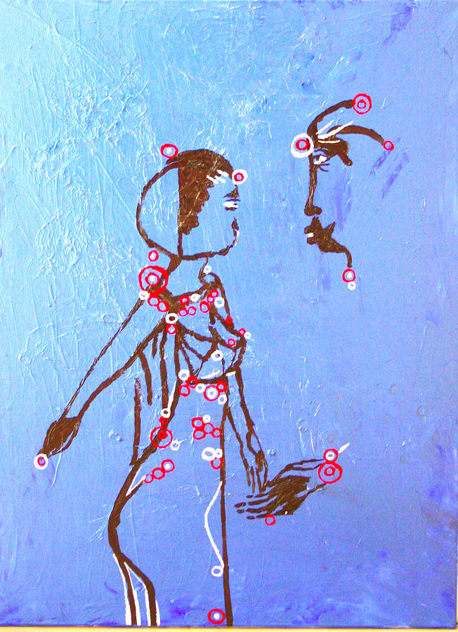 Dinka Embrace #9 Painting by Gloria Ssali