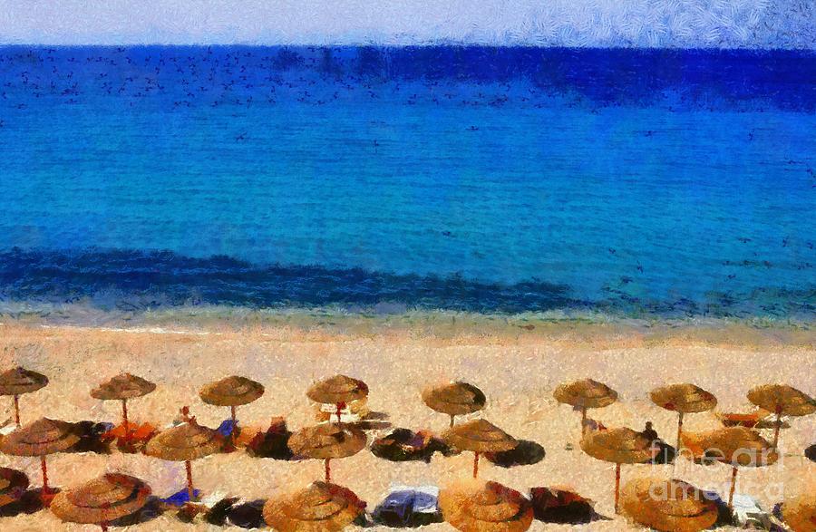 Elia beach #5 Painting by George Atsametakis