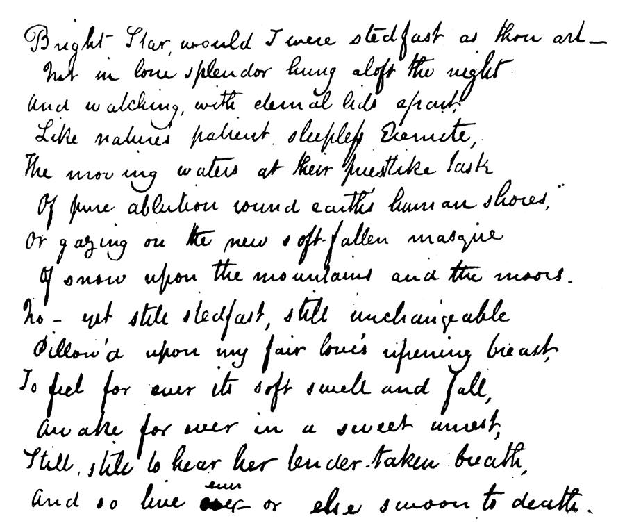 John Keats Last Sonnet Drawing by Granger