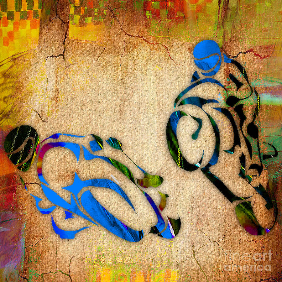 Motorcycle Mixed Media - Motorcycle Racing #9 by Marvin Blaine