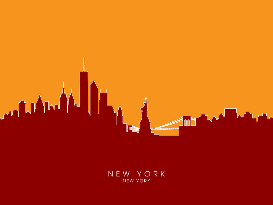 United States Digital Art - New York Skyline #9 by Michael Tompsett