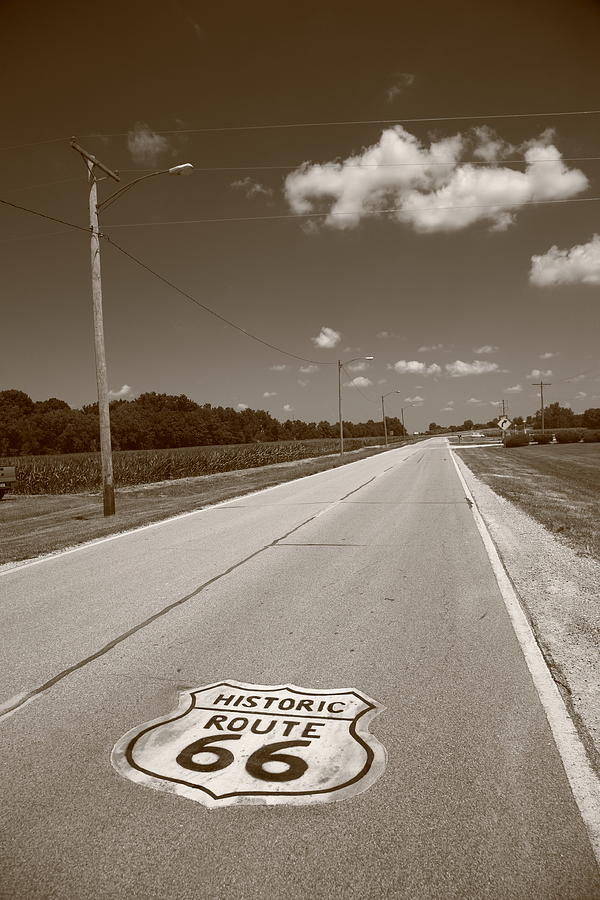 Route 66 - Illinois Countryside 2012 Sepia Photograph by Frank Romeo