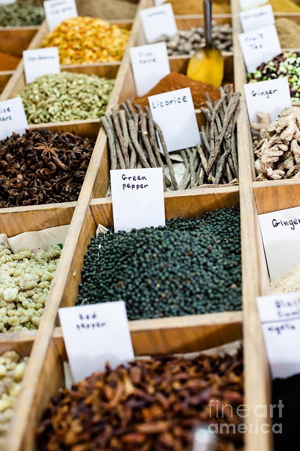Spices On Display In Open Market In Israel. Photograph