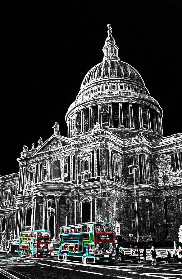 London Digital Art - St Pauls Cathedral London Art #9 by David Pyatt