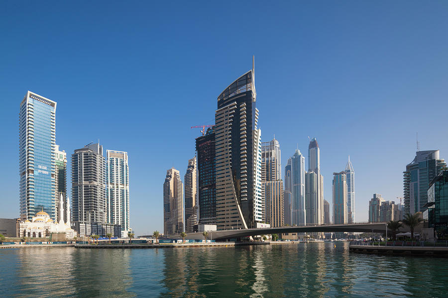 Uae, Dubai Marina High-rise Buildings Photograph by Walter Bibikow ...