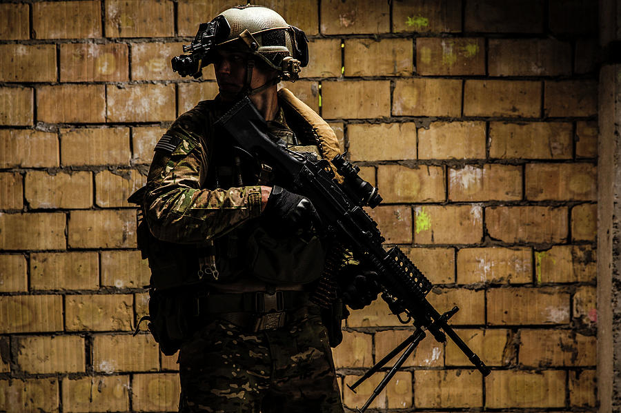 U.s. Army Ranger With Machine Gun Photograph by Oleg Zabielin