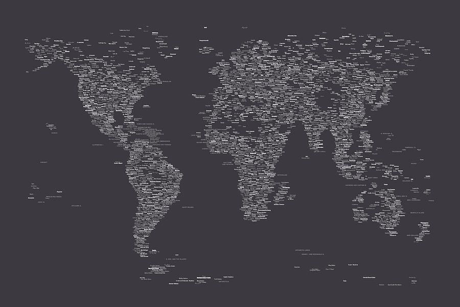 Map Of The World Digital Art - World Map of Cities by Michael Tompsett
