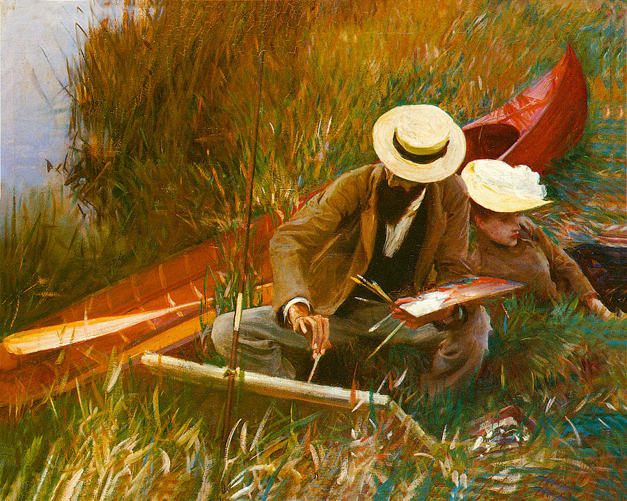 Paul Helleu Sketching with His Wife #3 Painting by John Singer Sargent
