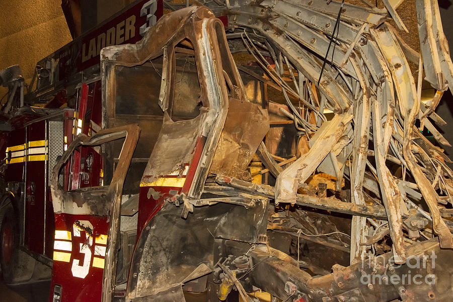 911 Memorial Museum Remains of Fire Truck No. 3 Photograph by Bob Phillips