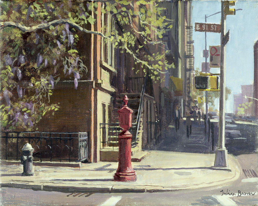 New York City Painting - 91st Street At Lexington Avenue Oil On Canvas by Julian Barrow