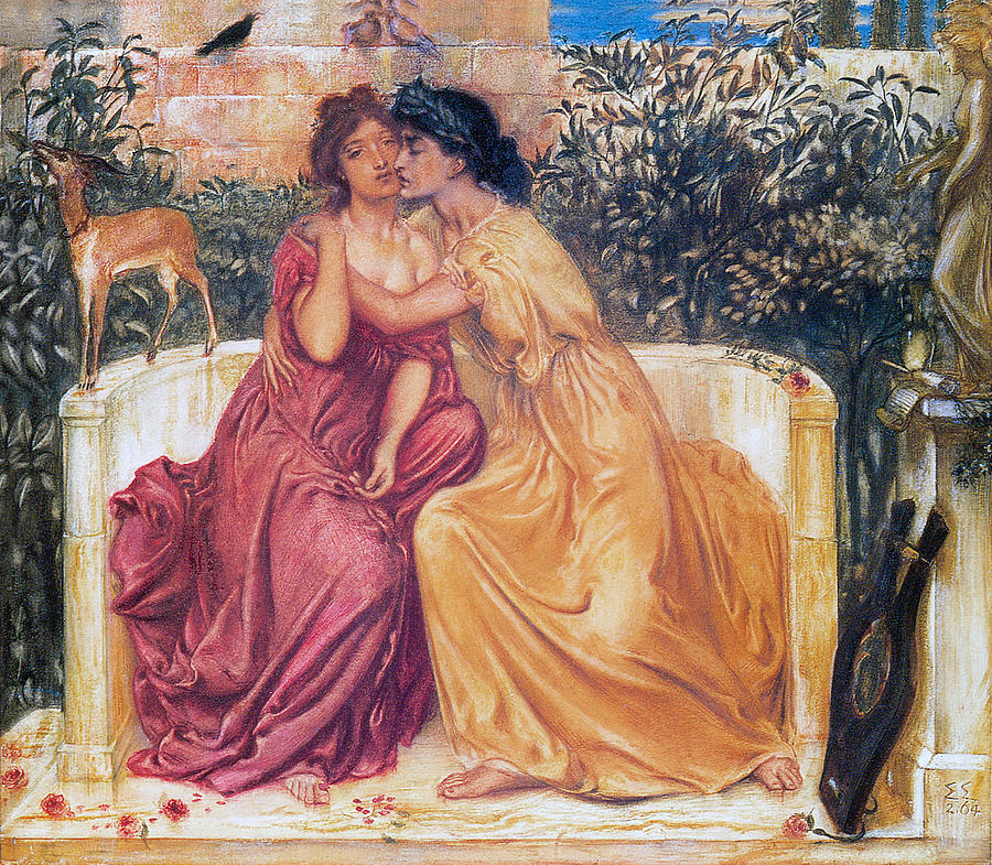 Sappho and Erinna in a Garden Painting by Simeon Solomon