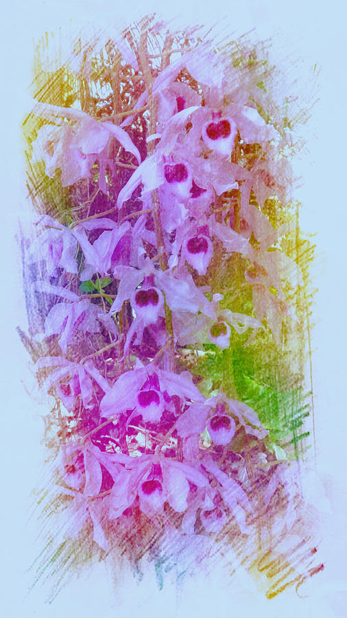 Purple Orchids #6 Painting by Xueyin Chen