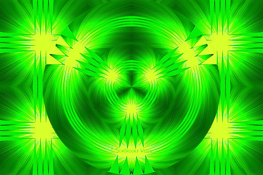 969 - Deco green 3 Digital Art by Irmgard Schoendorf Welch