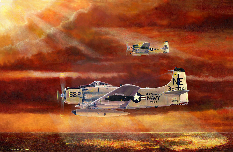 A-1 Skyraiders Painting by Douglas Castleman