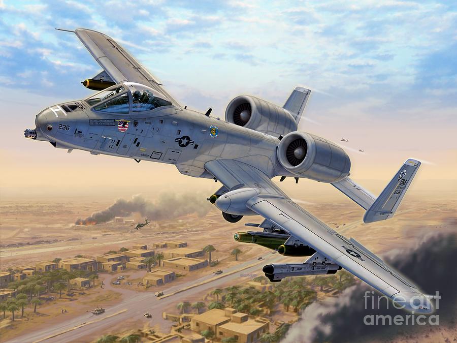A-10 Digital Art - A-10 Over Baghdad by Stu Shepherd