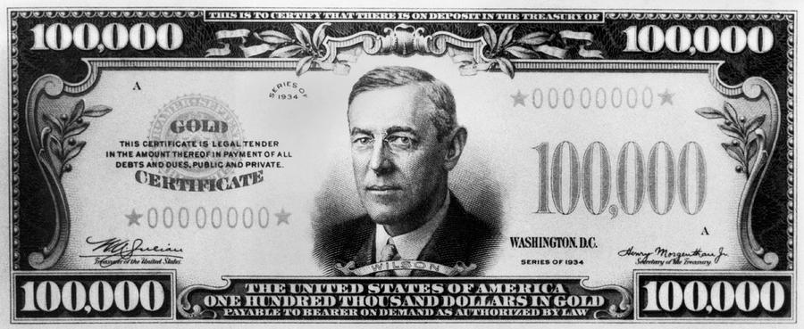 A 100000 Bill Photograph By Underwood Archives Fine Art America