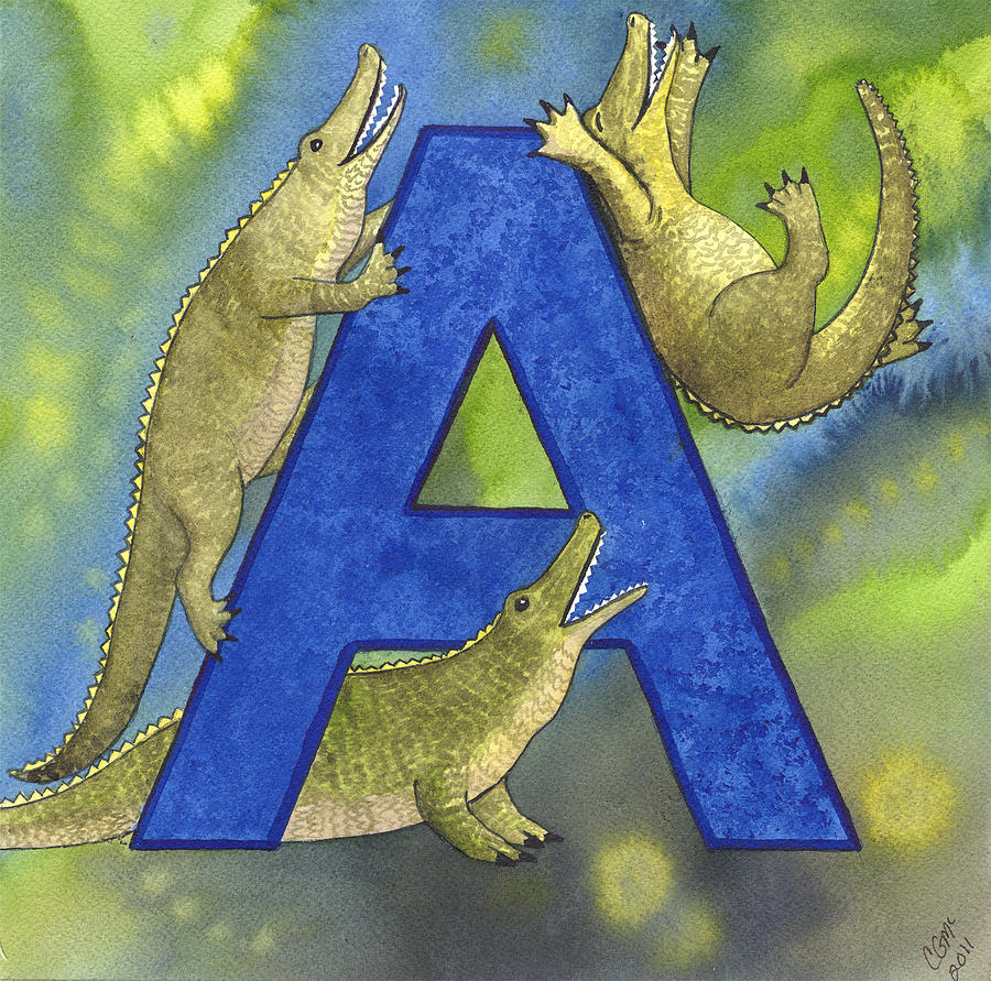 Alligator Painting - A-Alligator by Catherine G McElroy