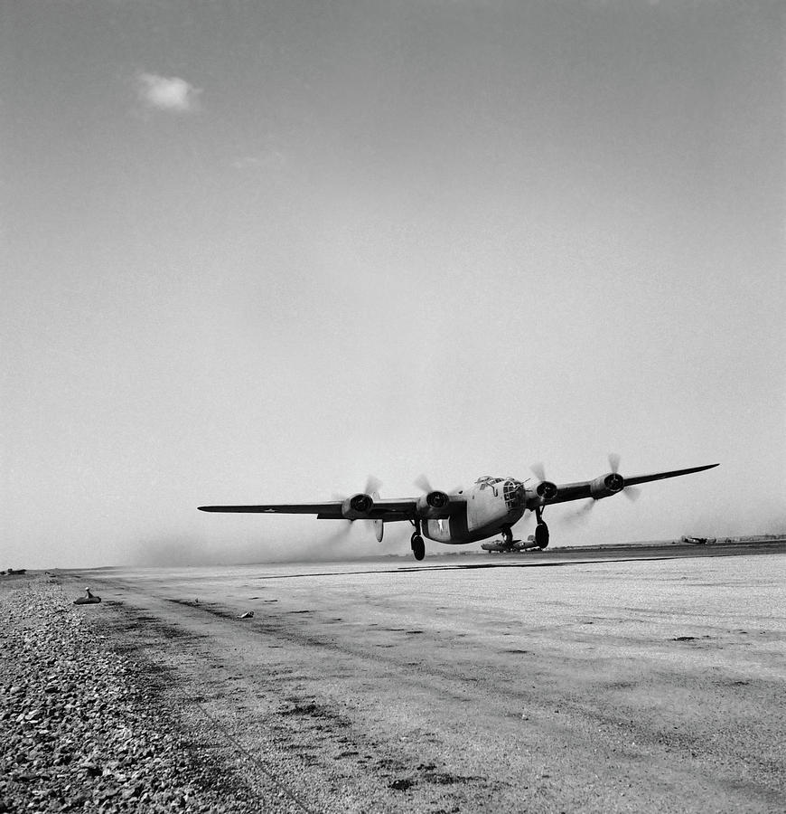 Black And White Photograph - A B-24 Bomber Of The U.s. Army 9th Air by Stocktrek Images