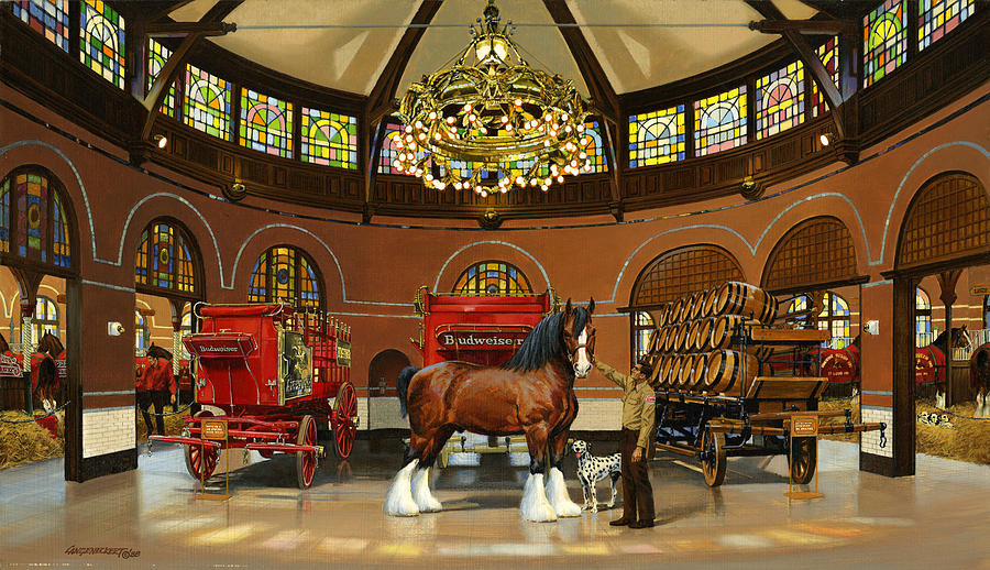 Beer Painting - St. Louis Clydesdale Stables by Don  Langeneckert