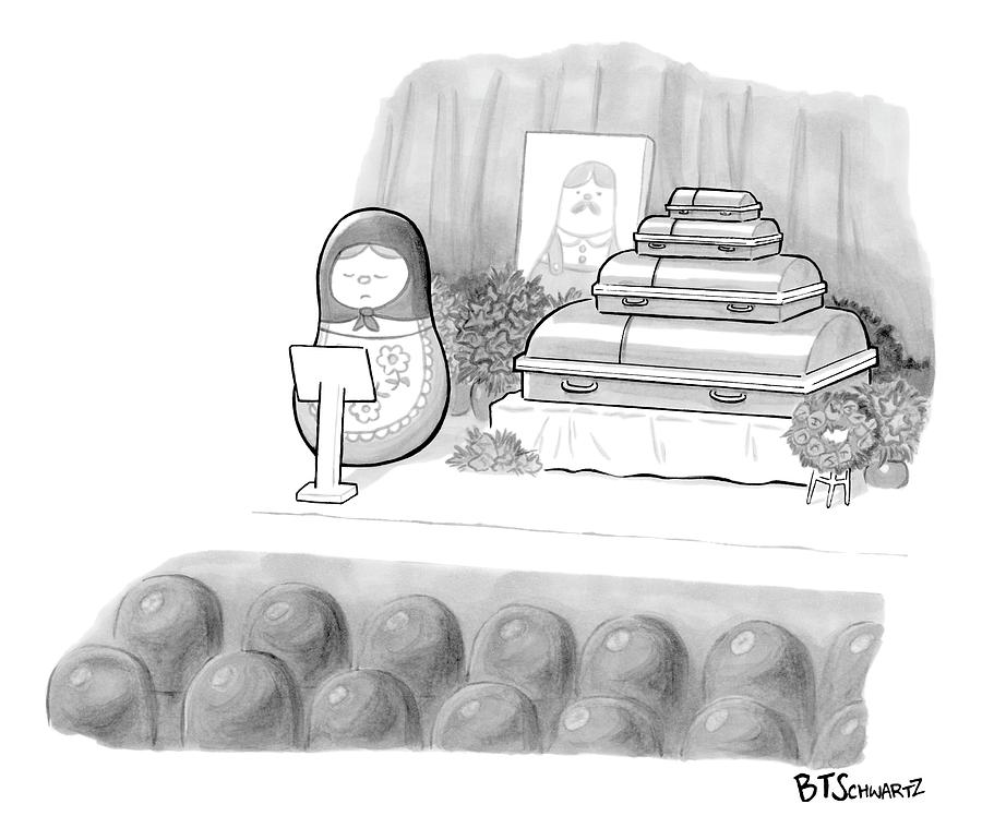 A Babushka Doll Gives The Eulogy For Another Drawing by Benjamin Schwartz