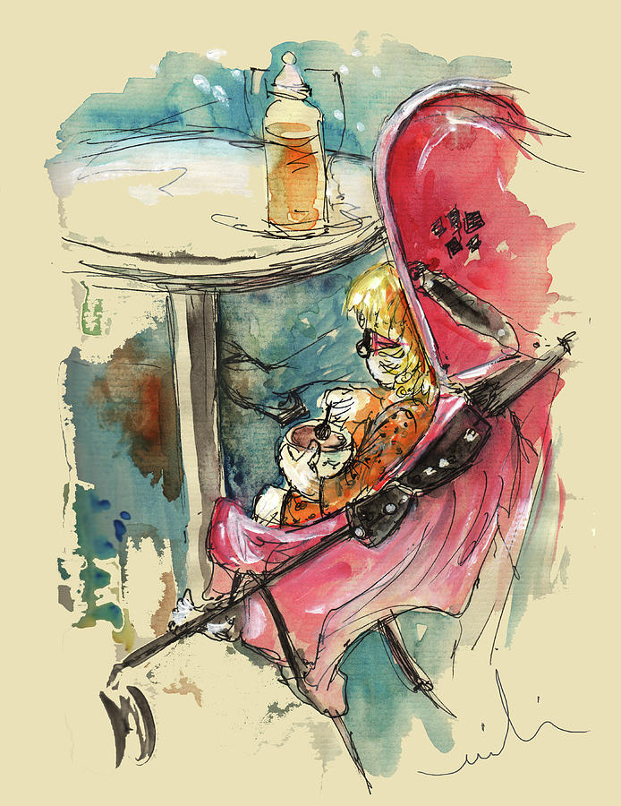A Baby at A Cafe Painting by Miki De Goodaboom