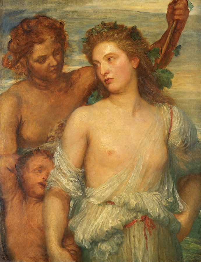 A Bacchante Painting by George Frederic Watts