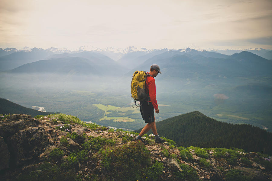 A Backpacker Hikes Along The Sauk Photograph by Christopher Kimmel ...