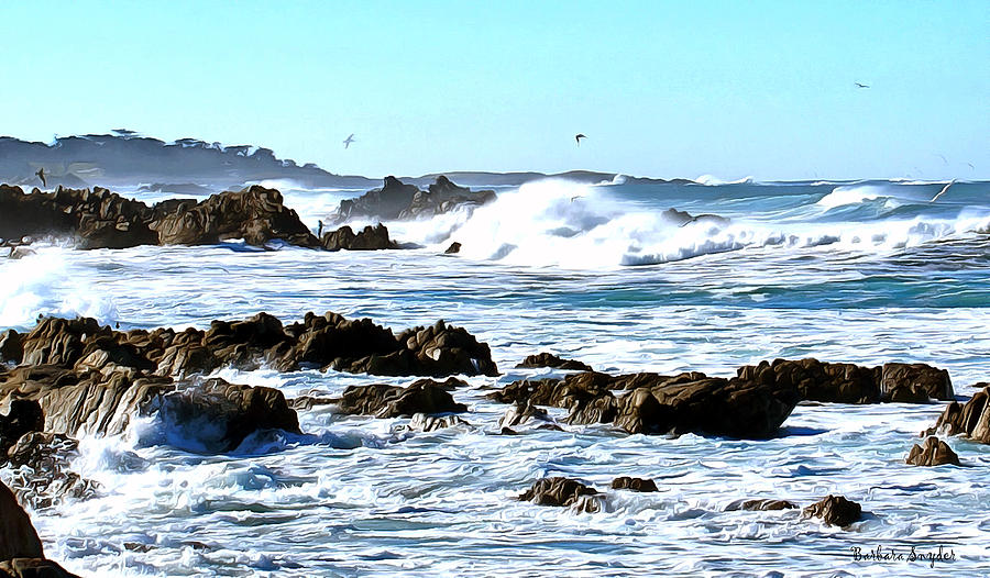 Seascape and Sea Gulls Painting by Barbara Snyder