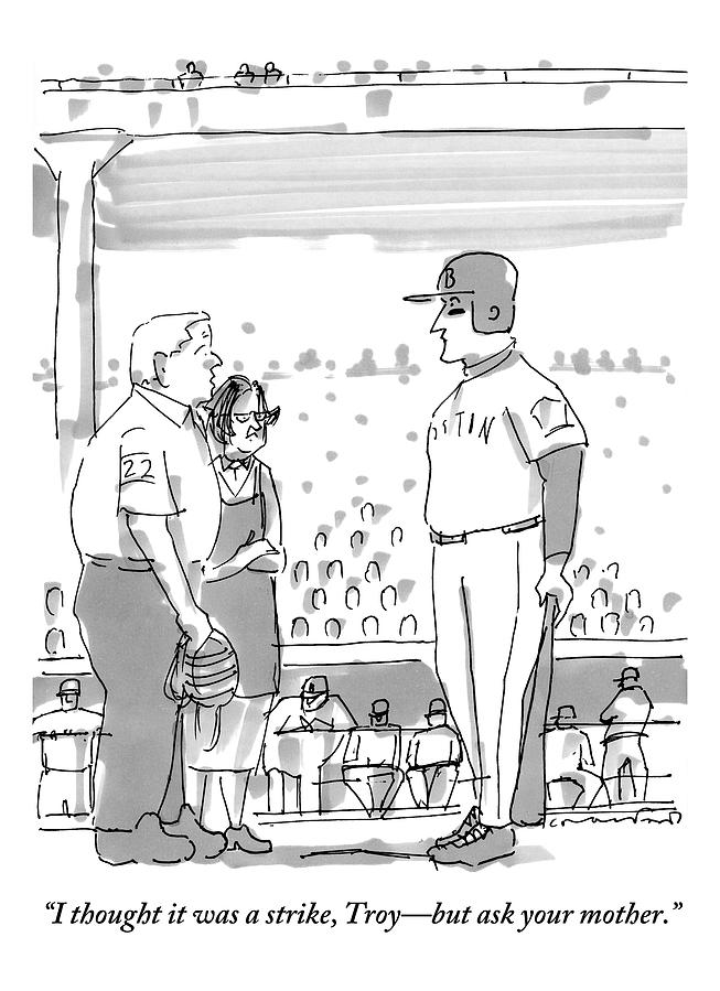 A Baseball Player Holding A Bat Stands In Front Drawing by Michael Crawford