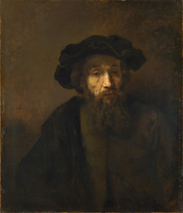 A Bearded Man in a Cap Painting by Rembrandt