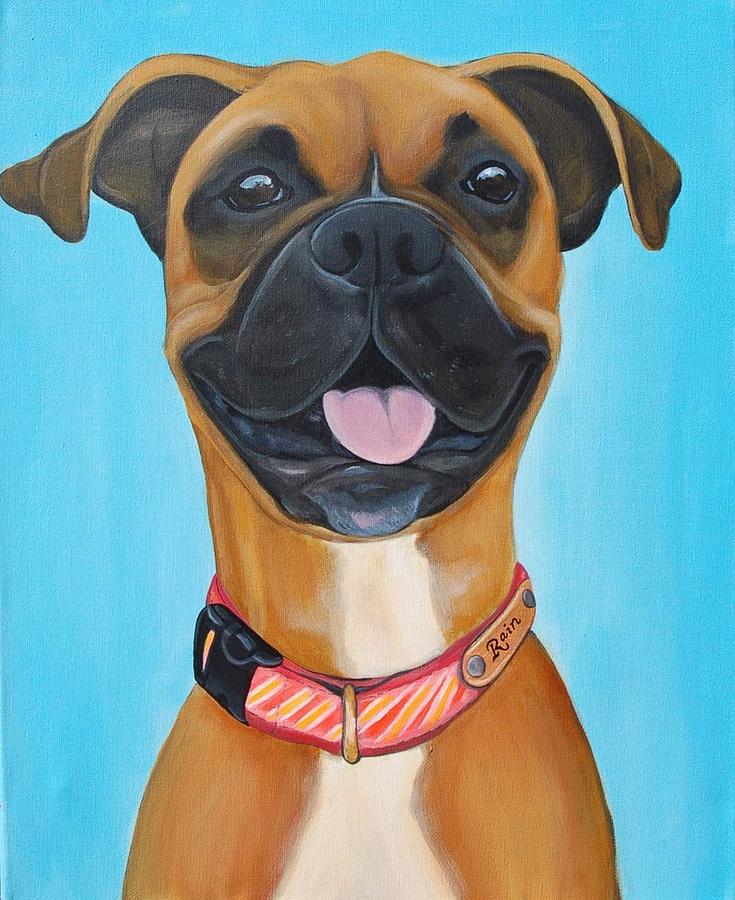 Pet Portrait Painting - A Beautiful Boxer Named Rain by Lauren Elizabeth