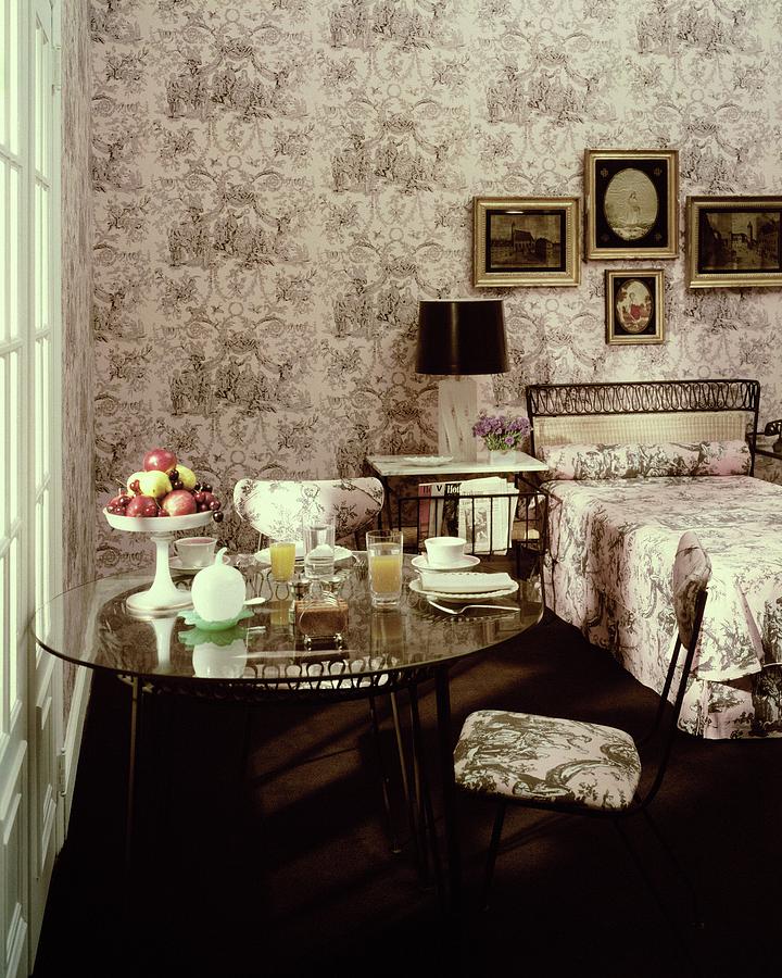 A Bedroom With Matching Wallpaper Photograph by Haanel Cassidy