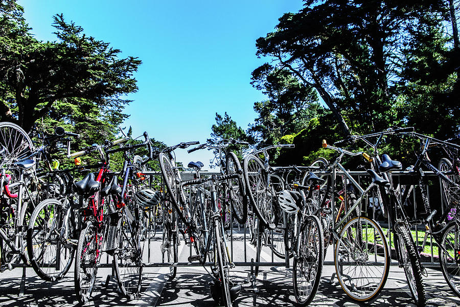 San Francisco Photograph - A Bicycle Rack Full Of Bicycles by Ron Koeberer