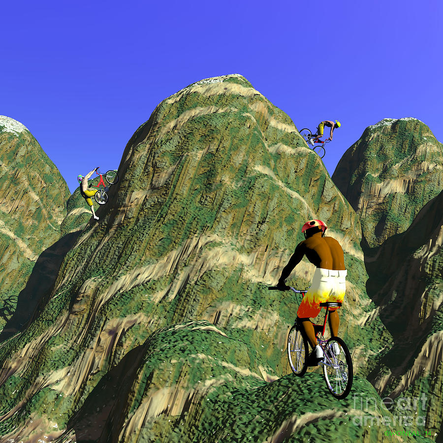 Sports Digital Art - Bikers Hills by Walter Neal