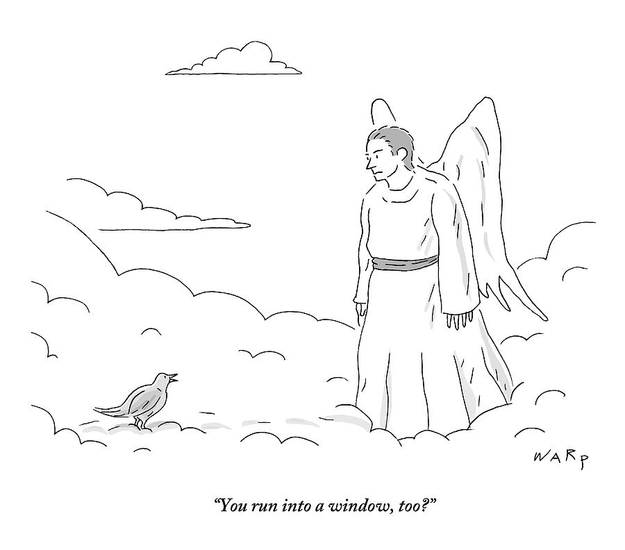 A Bird In Heaven Addresses A Male Angel And Asks Drawing by Kim Warp