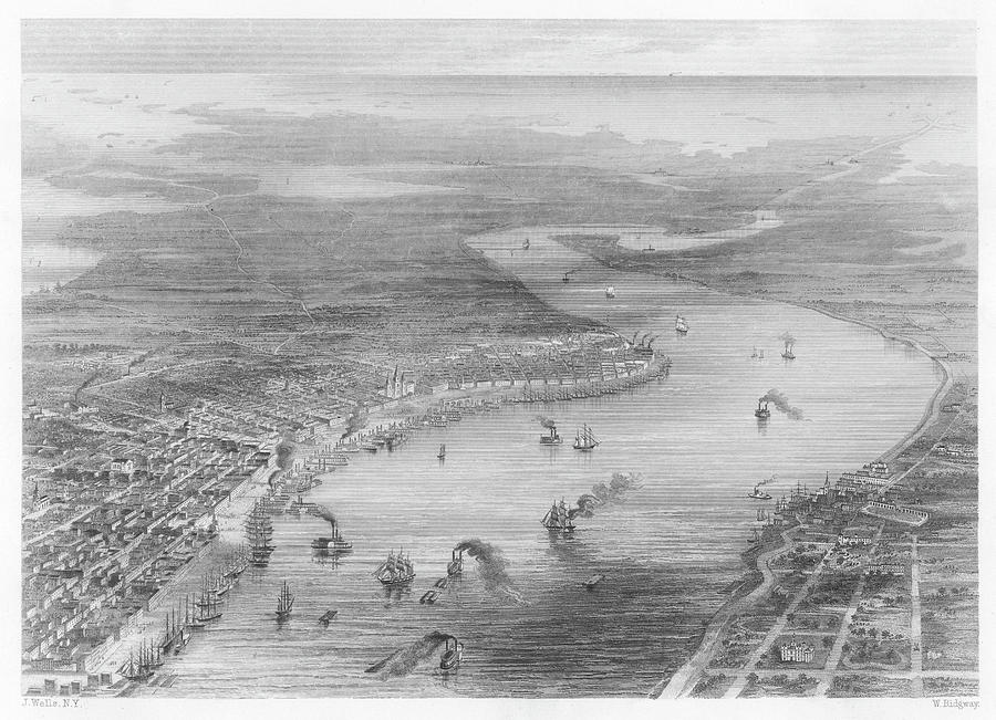 Bird Drawing - A Birds-eye View Of The  Mississippi by Mary Evans Picture Library
