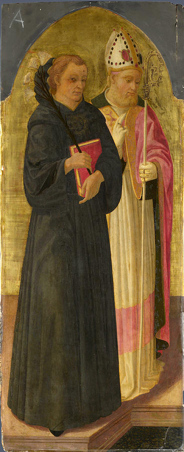 A Bishop Saint and Saint Nicholas of Tolentino Painting by Zanobi Machiavelli