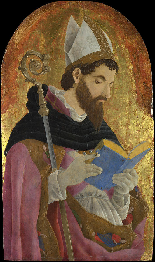 A Bishop Saint perhaps Saint Augustine Painting by Marco Zoppo