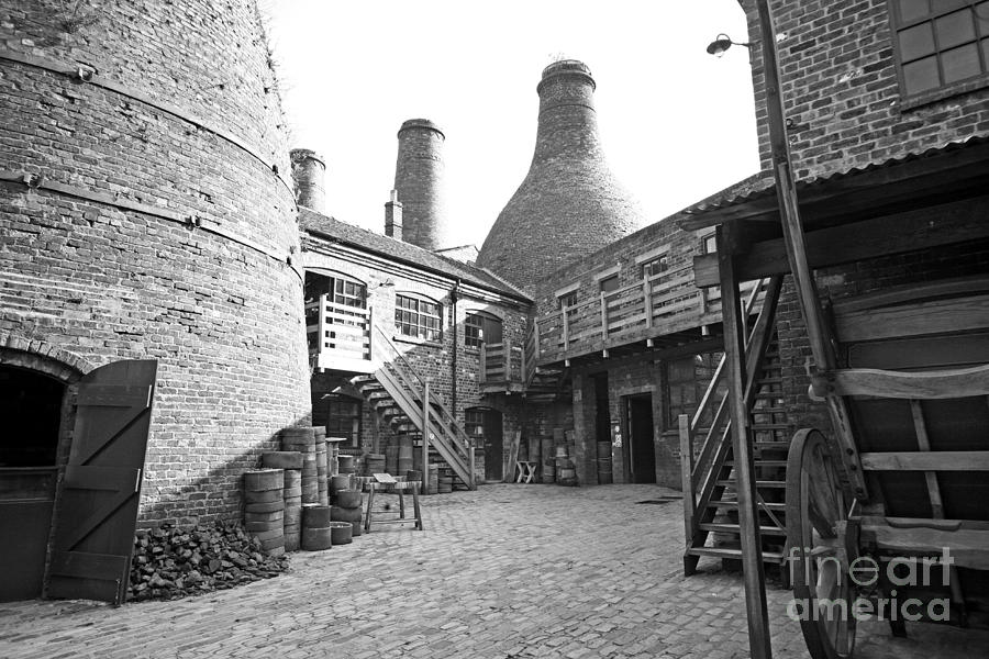 A black and white image of the Gladstone Pottery Museum Photograph by John Keates