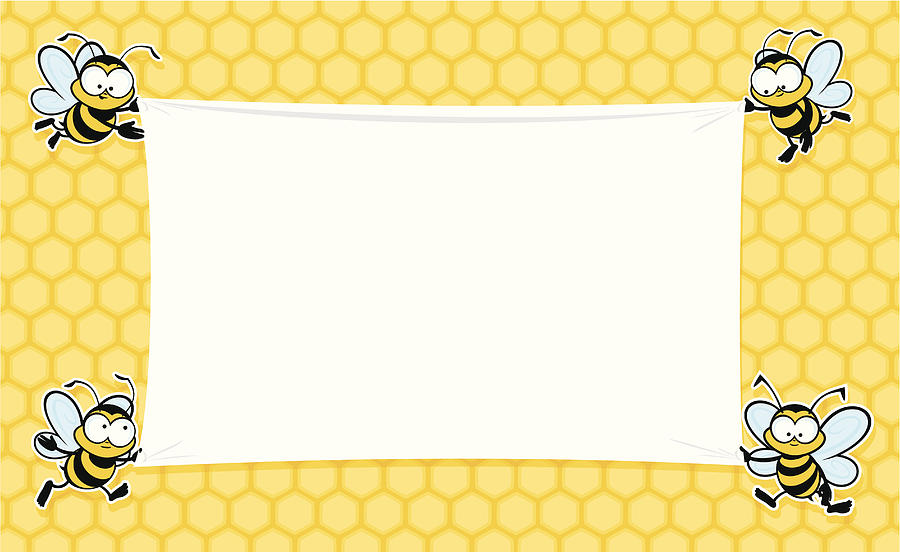 A blank banner decorated with bees Drawing by Jameslee1