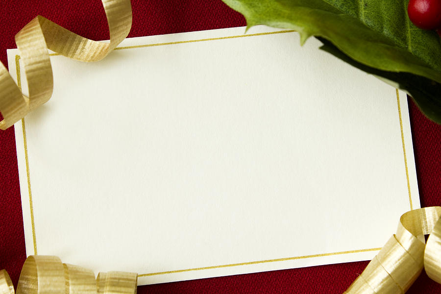 A blank Christmas card on a red background Photograph by Synergee