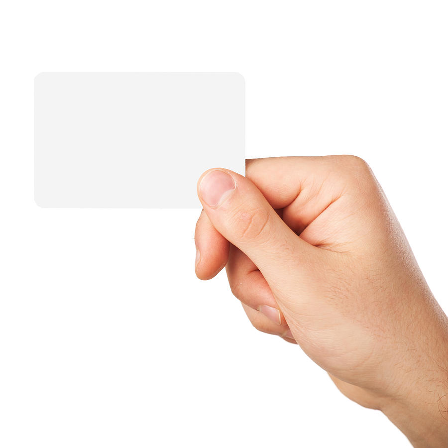 A blank white business card being held  Photograph by Markos86