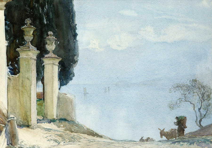 Tree Painting - A Blue Day on Como by Joseph Walter West