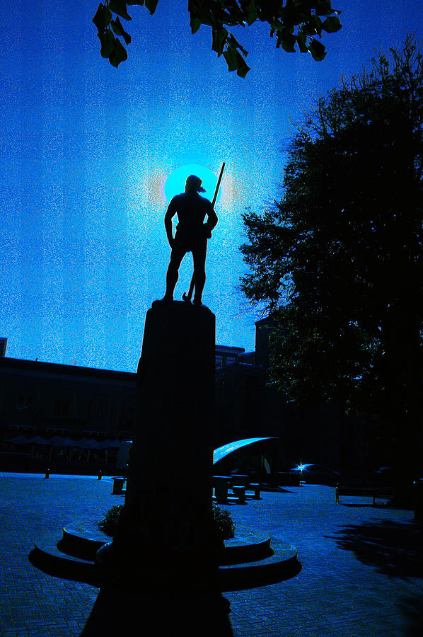 Lautaro Photograph - A Blue Lautaro Stature In Concepcion by Thomas D McManus
