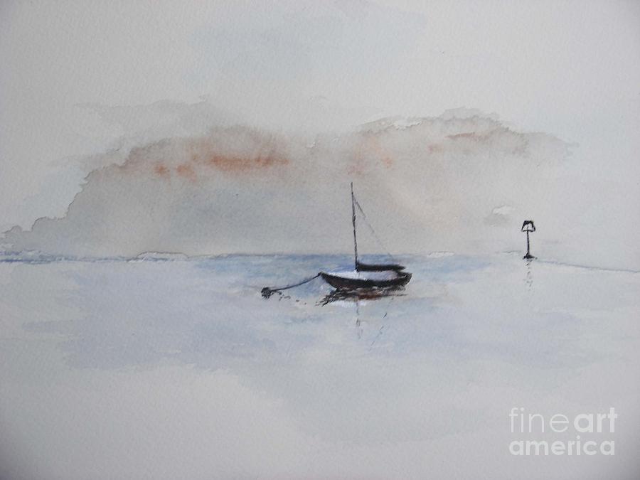 Boat Painting - A Blue Mooring by Sibby S