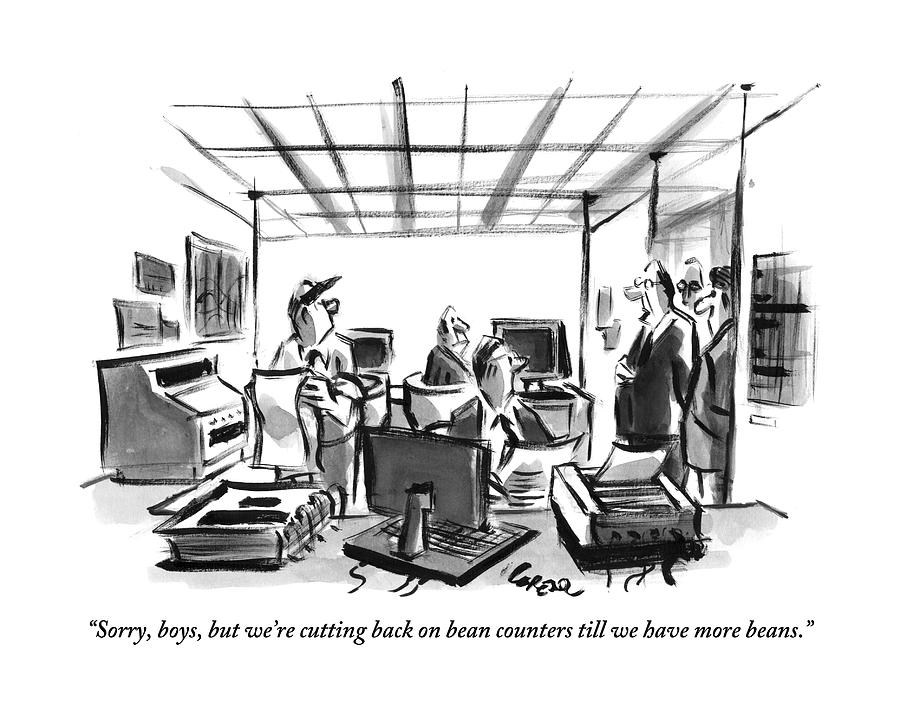 A Boss Sits At His Desk Addressing Three Drawing by Lee Lorenz A Boss Sits At His Desk Addressing Three Drawing by Lee Lorenz