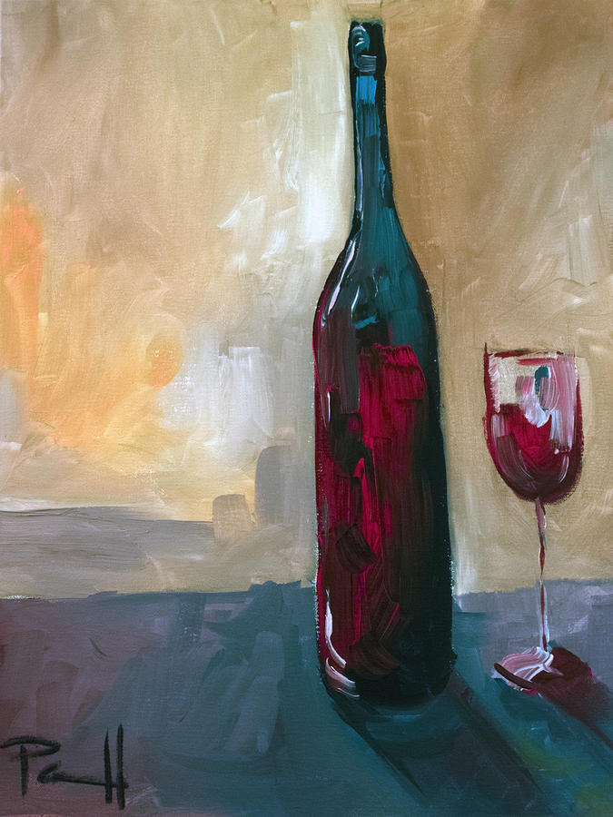 A bottle of red... Painting by Sean Parnell