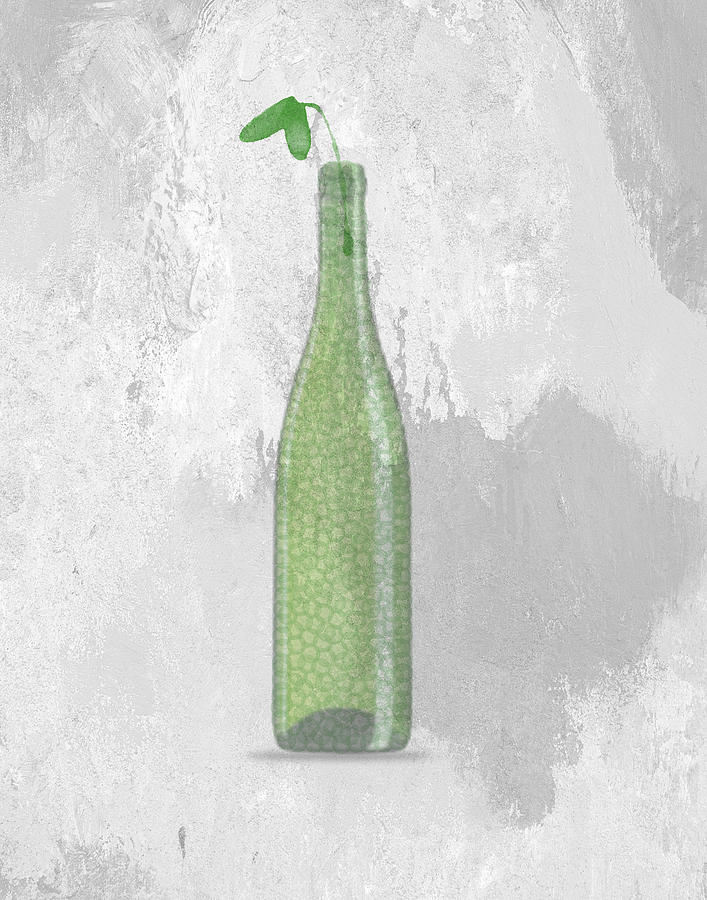 A Bottle With Flower Digital Art